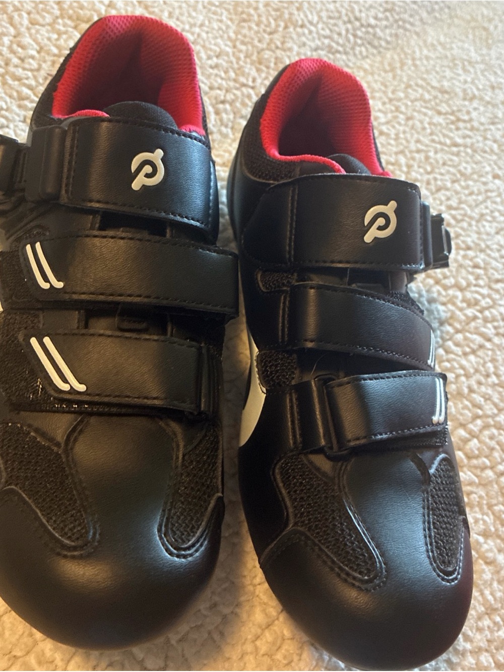 Peloton Shoes Size 38  Black White Red Very Good Condition